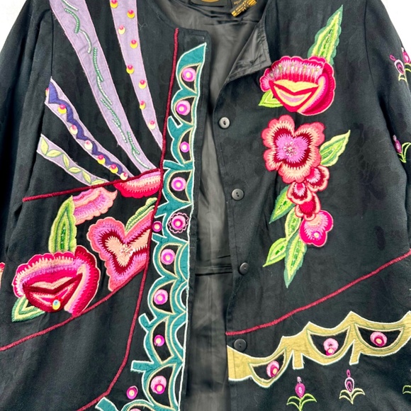 Allure Multi color Embroidered Embellished Jacket women’s size M Party - Picture 4 of 14